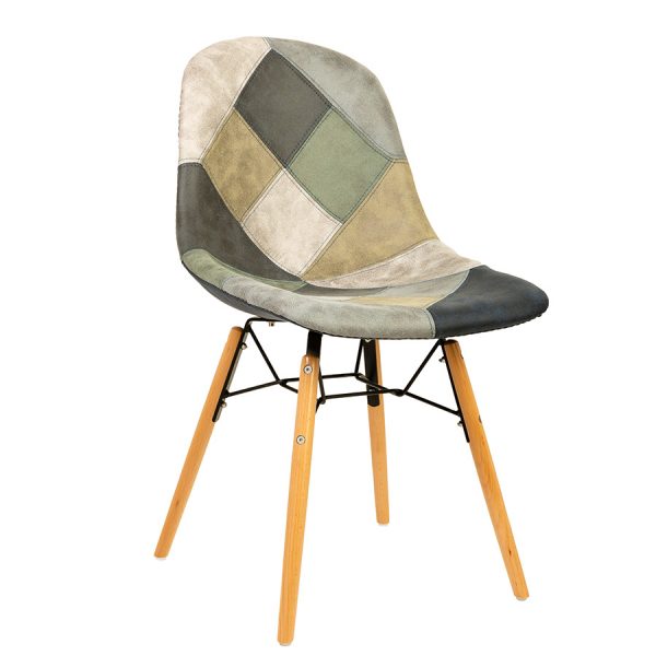 כסא עץ מרופד בדמוי עור דגם בייסיק