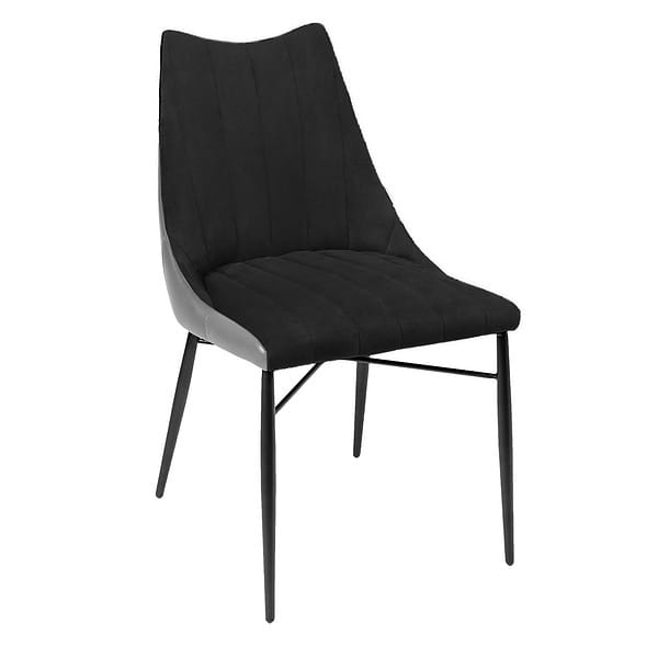 כסא מתכת - דגם ליאון-מושב-שחור-גב-אפור