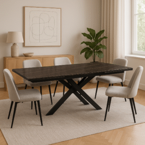 שולחן פינת אוכל פיזה רגליים שחורות