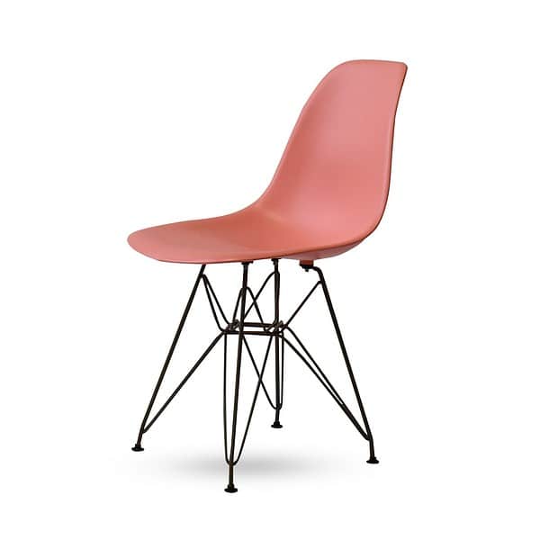 כסא מעוצב - דגם בייסיק אפרסק רגלי מתכת צידי
