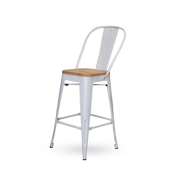 כסא בר - דגם ג’ורג’ בר צבע עץ לבן צידי