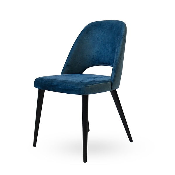 כסא לפינת אוכל - דגם ונוס כחול רגליים שחורות צידי
