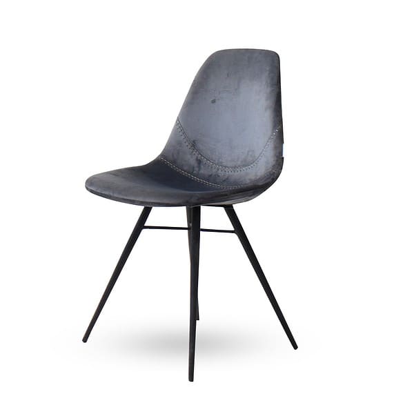 כסא מעוצב - דגם טקסס אפור קטיפה צידי