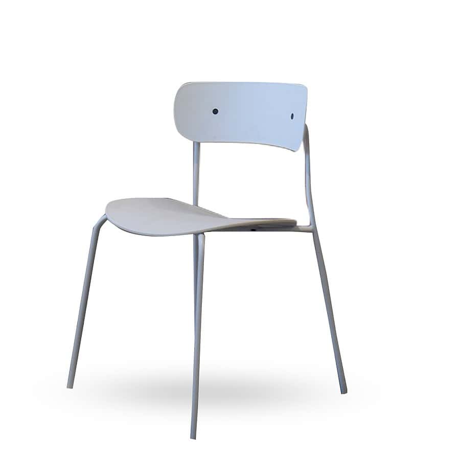 כסא מתכת - דגם לגו לבן צידי