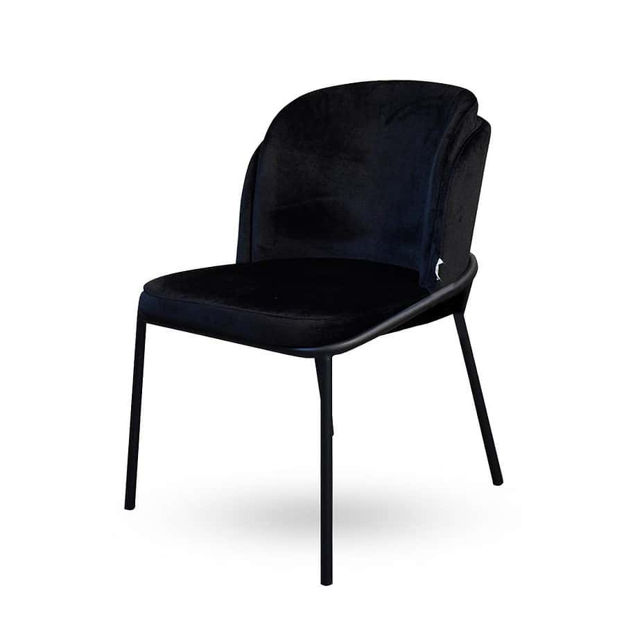 כסא מעוצב - דגם לורד שחור קטיפה צידי