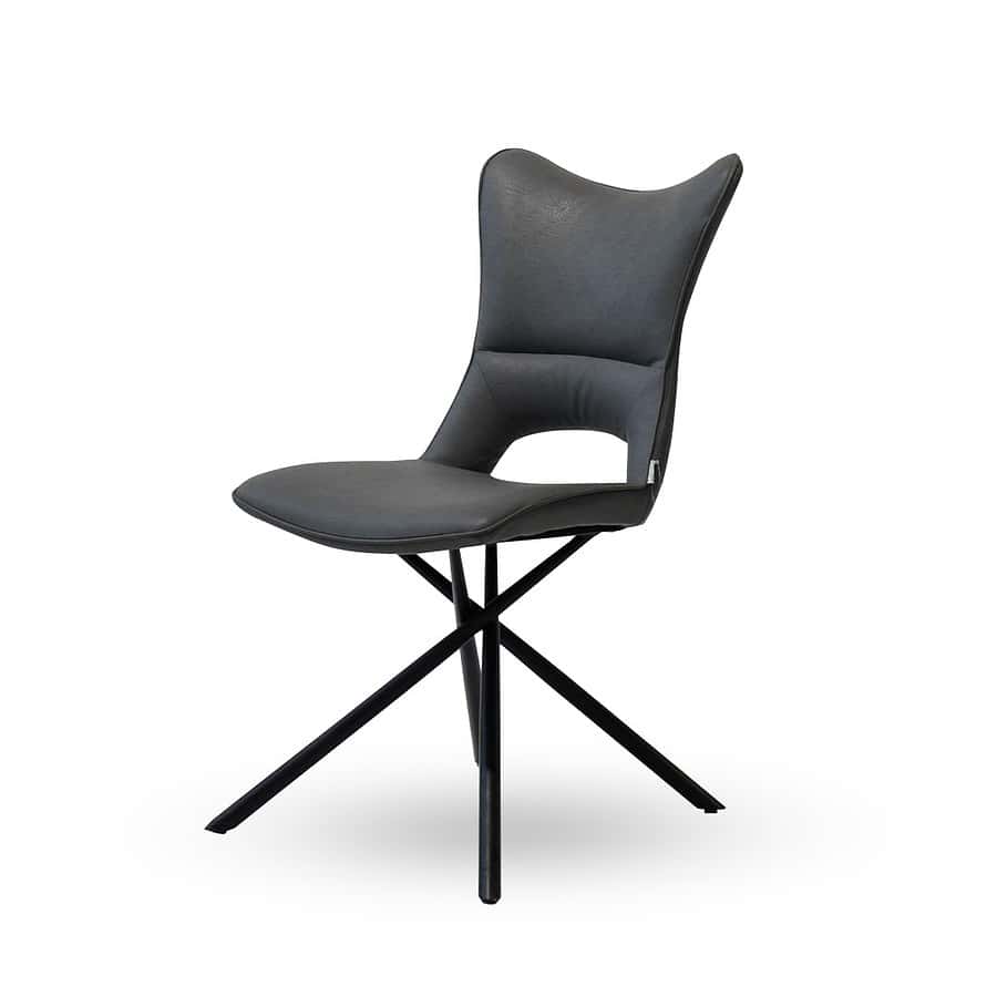 כסא מעוצב - דגם סטיבי אפור דמוי עור צידי