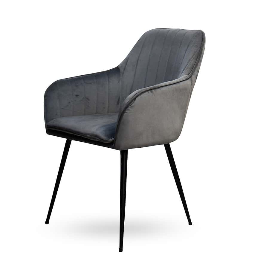כסא מתכת - דגם עומר אפור קטיפה צידי