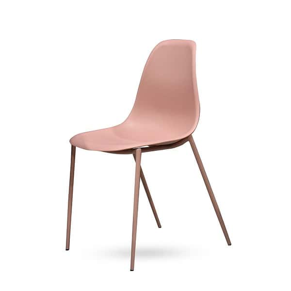 כסא מעוצב - דגם קלאסיק בייסיק פלסטיק ורוד צידי