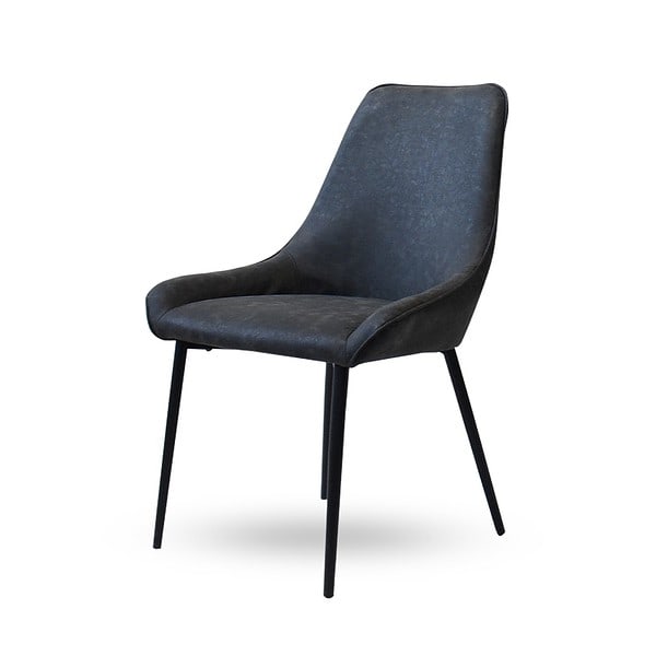 כסא מתכת - דגם רפאלו שחור דמוי עור צידי